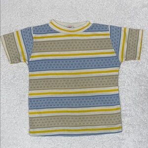 Vintage 70’s healthtex Striped Shirt - Blue, Yellow, Tan short sleeve boys 5